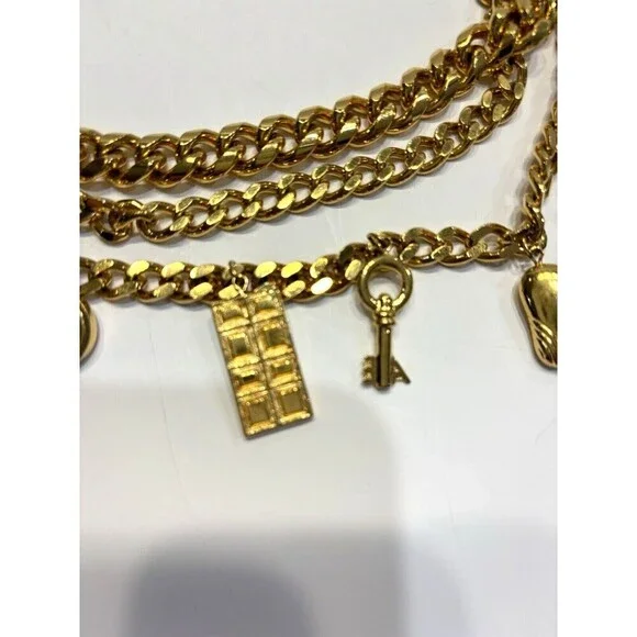 Vintage Elisabeth Arden Womens Red Door Charm Chain Belt Gold Tone 80's - Picture 4 of 8